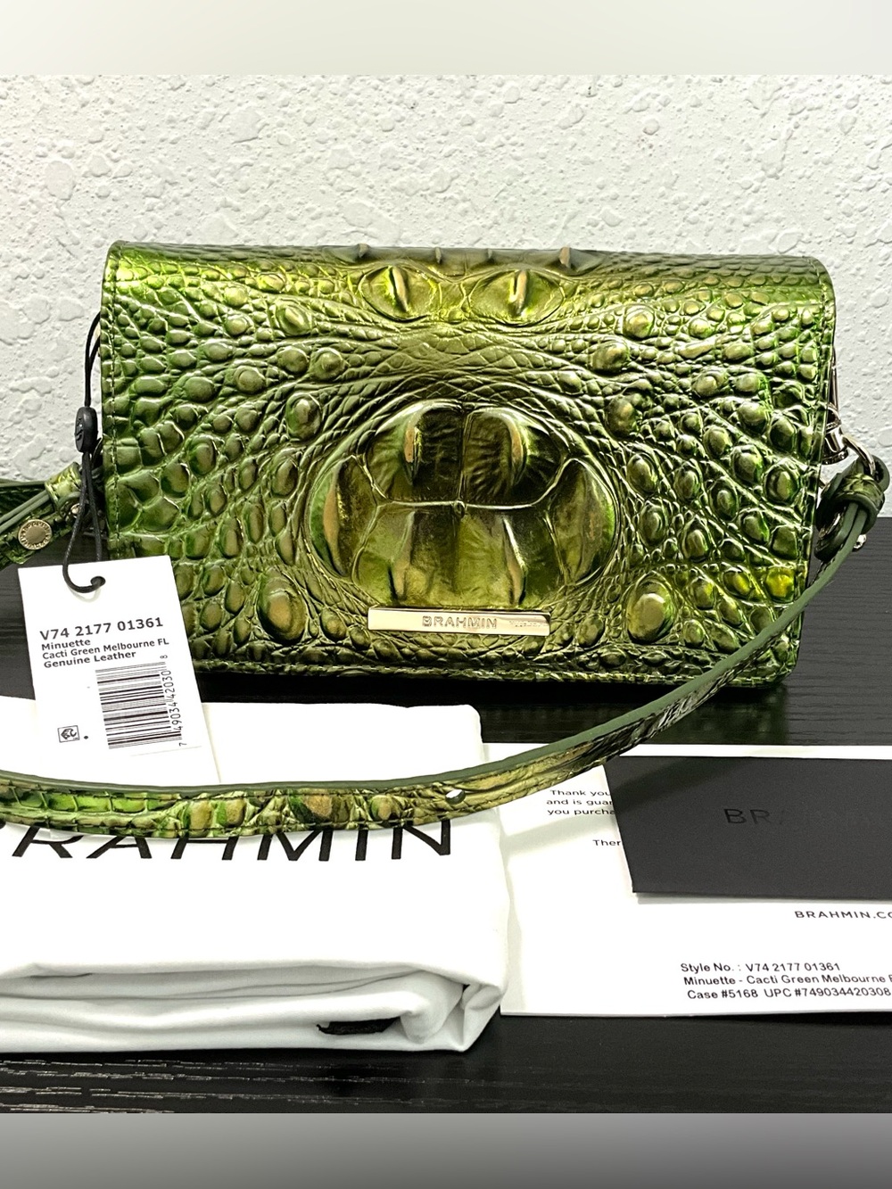 Brahmin Minuette CACTI GREEN MELBOURNE FL W/Leather Eye GORGEOUS